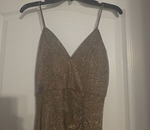 Emerald Sundae Sparkle Gold Strapless V-Neck Dress